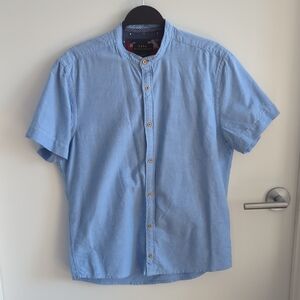 Zara Sky Blue Short Sleeve Button Down Shirt